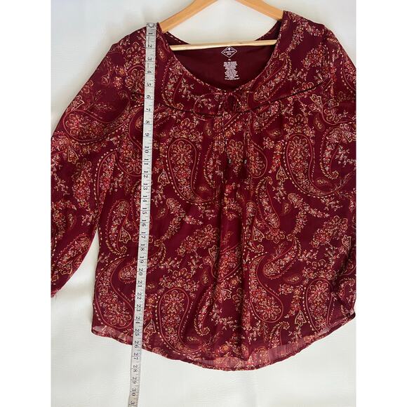 St. John’s Bay paisley print blouse tasseled size XL boho flowy - Picture 6 of 9